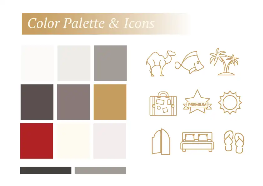 red c villas colorpalette and icons