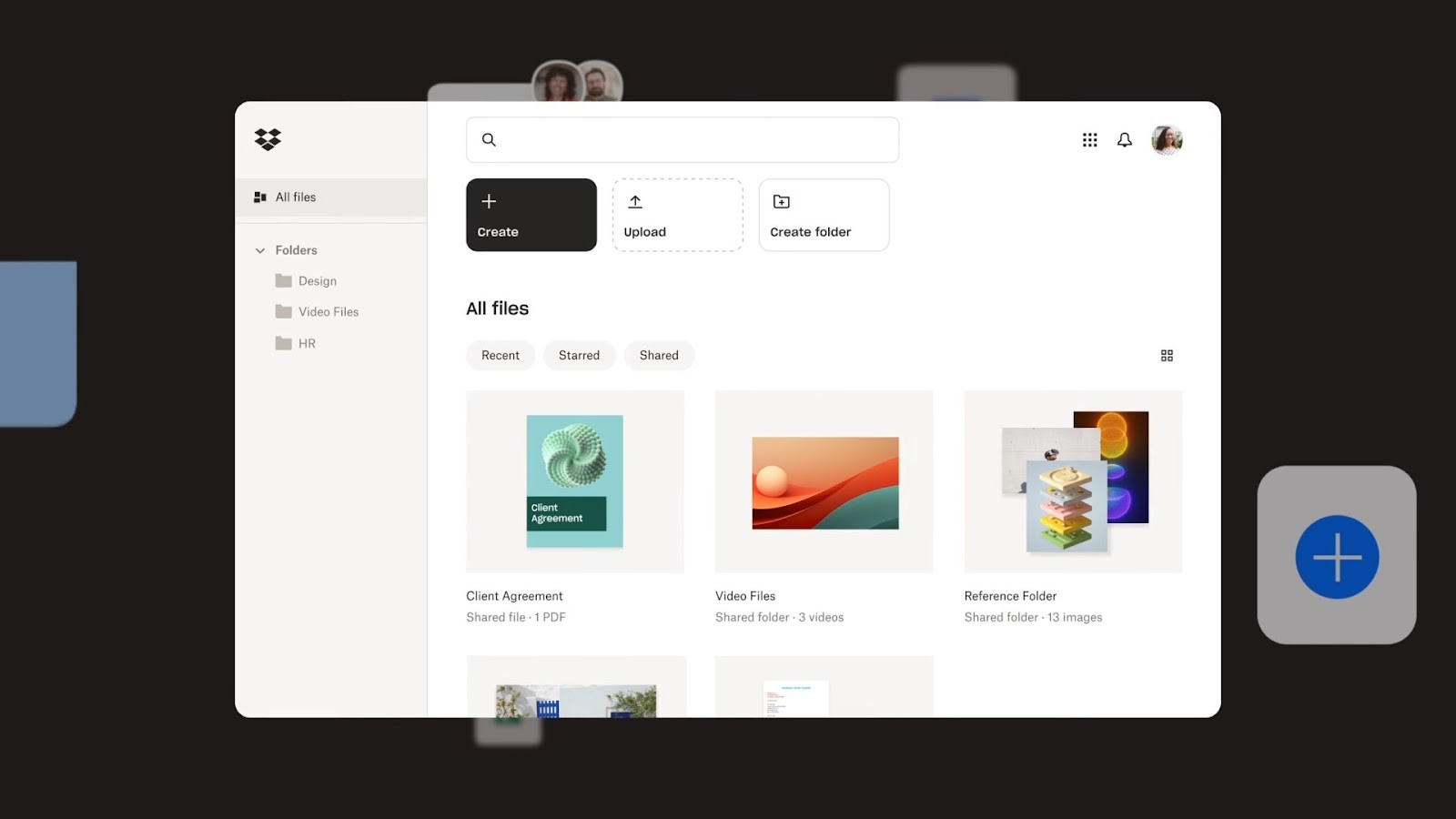 Dropbox's cloud file storage and management interface