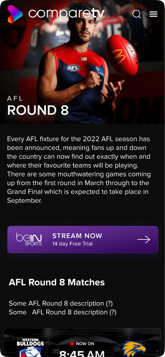 CompareTV app screen