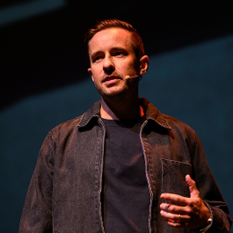 Portrait of a young man on a blue background