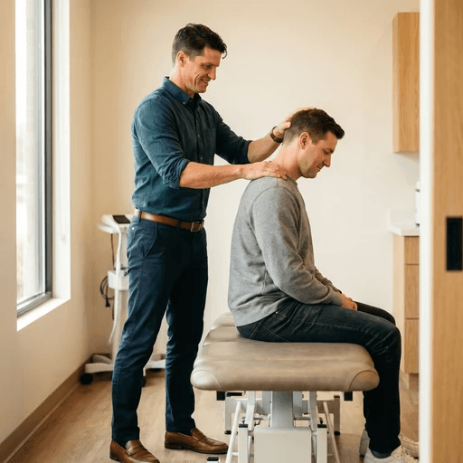Chiropractor adjusting the lower back of a patient. 