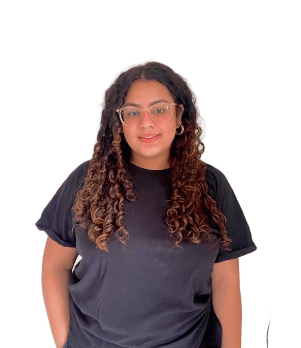 Portrait of Pujita Mirwani, Co-founder and Chief Psychology Officer of Neure, wearing a black t-shirt.