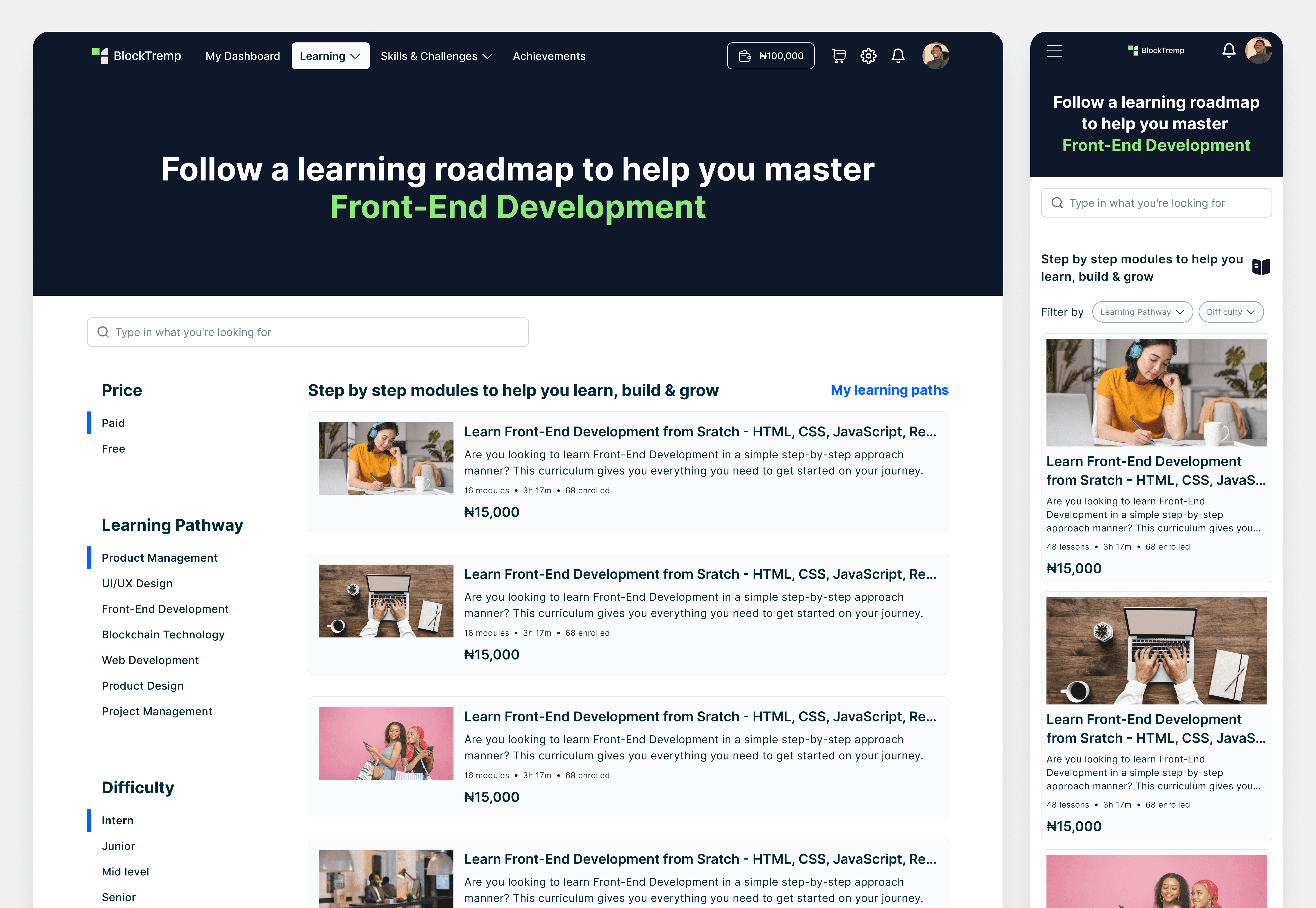 BlockTremp Learning Pathway; Redefining How Users Learn 1