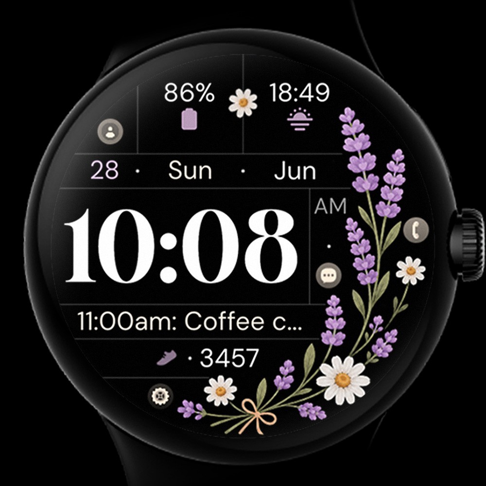 Pixel Watch displaying a digital watch face