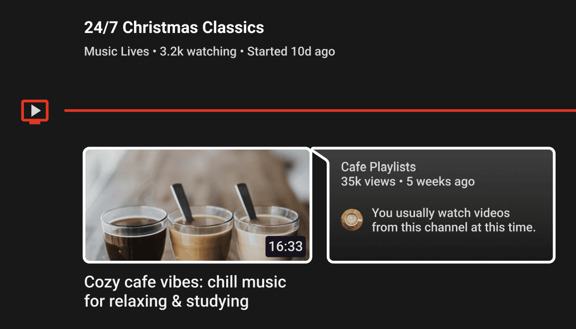 YouTubeのAIおすすめ機能のUI要素