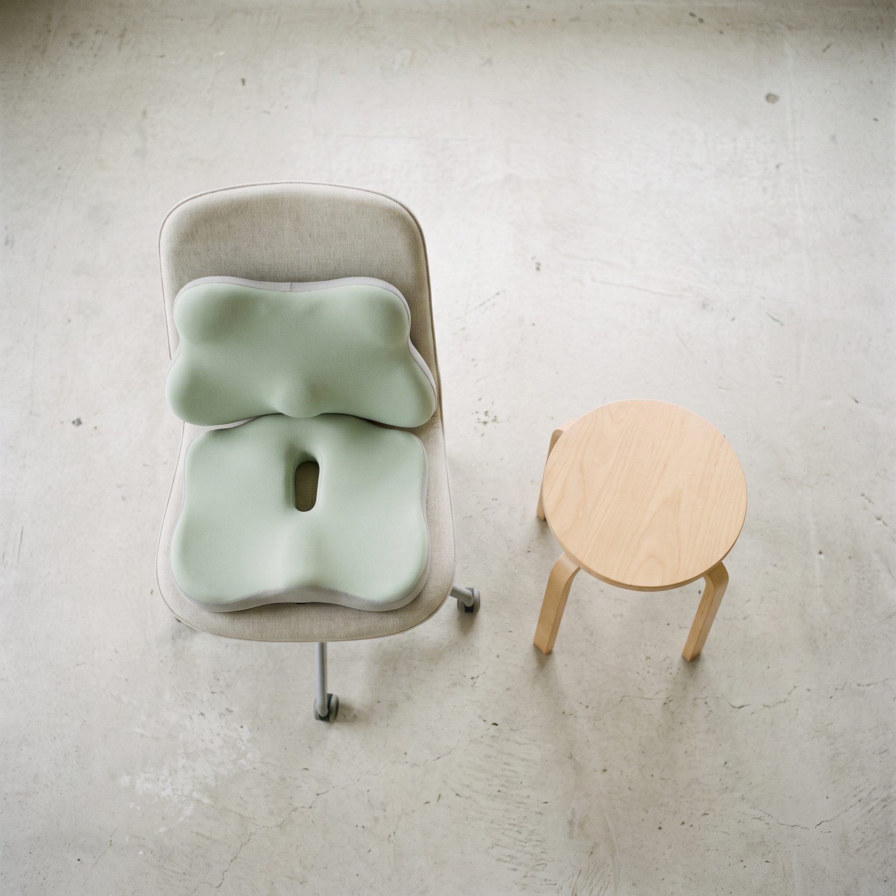 A stable seat the cushion can sit fully on, plus a backrest: a match. A stool: not a match.
