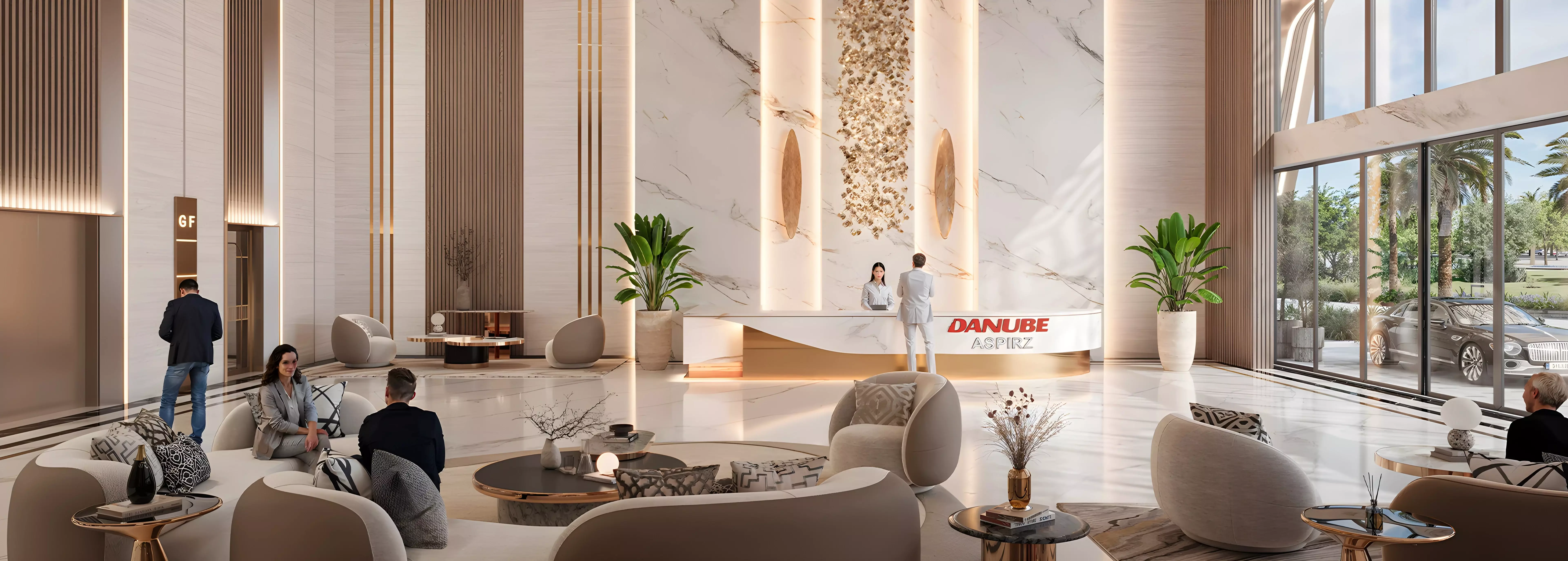 Luxury bathroom interior in an apartment for sale at Aspirz by Danube project.