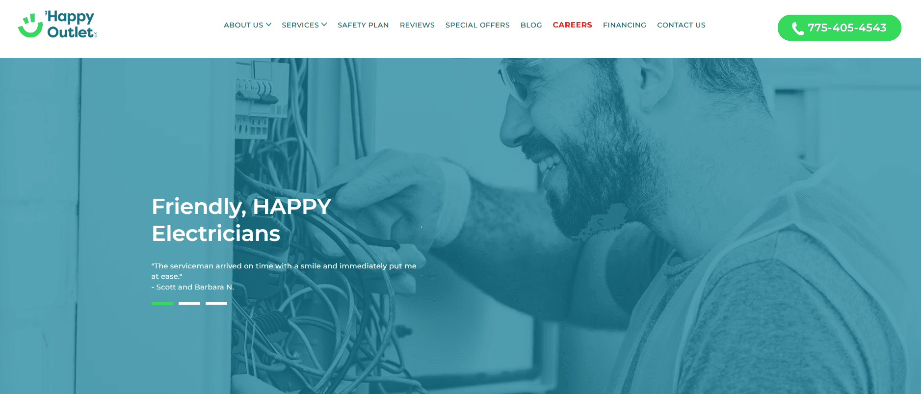 a sample electrician homepage