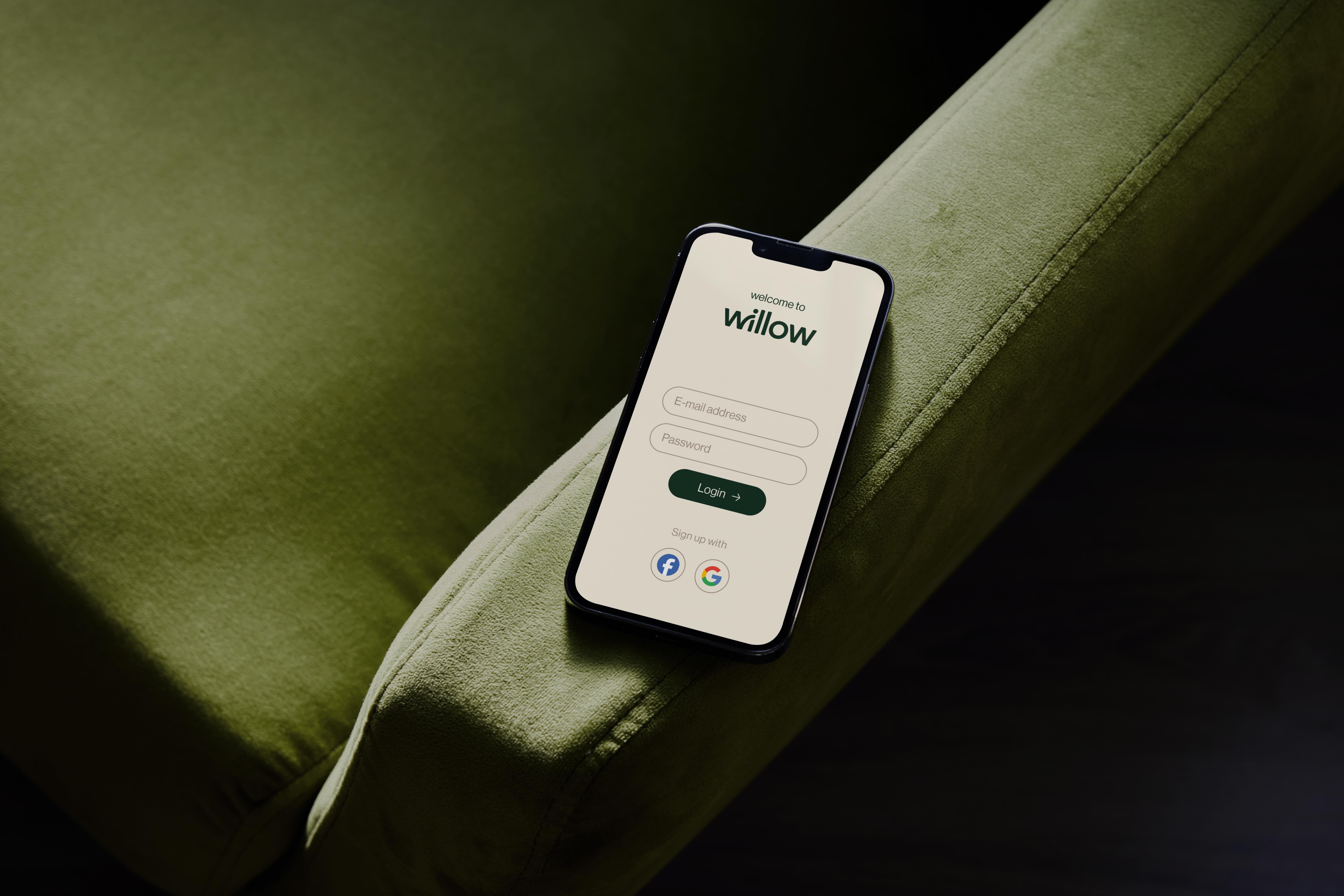Willow Grief brand design app design ux/ui design