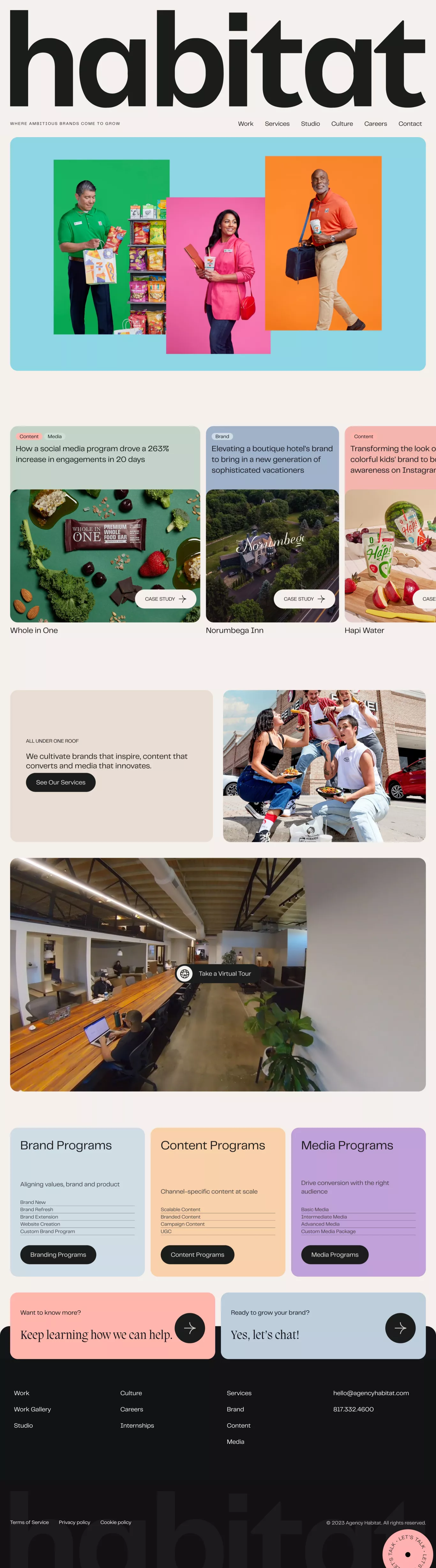 Agency Habitat portfolio page screenshot showcasing Design and Tech design