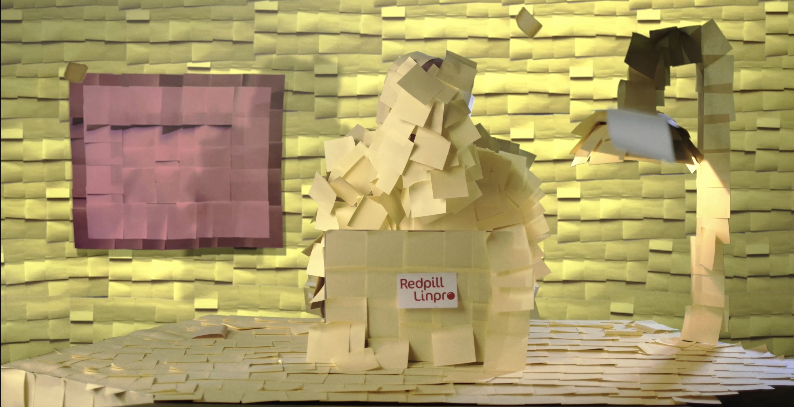 A person coverd in post it notes