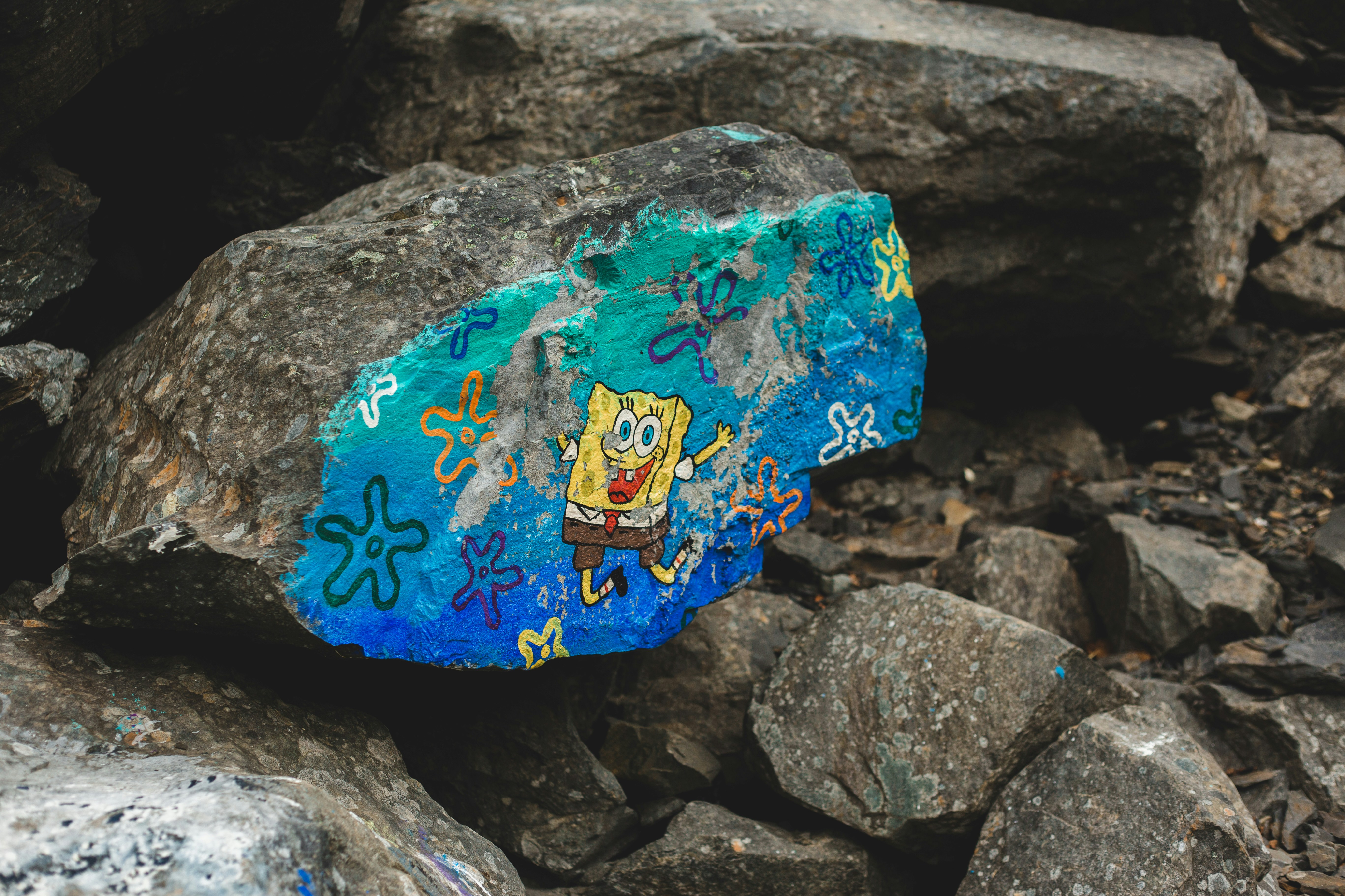spongebob on rock