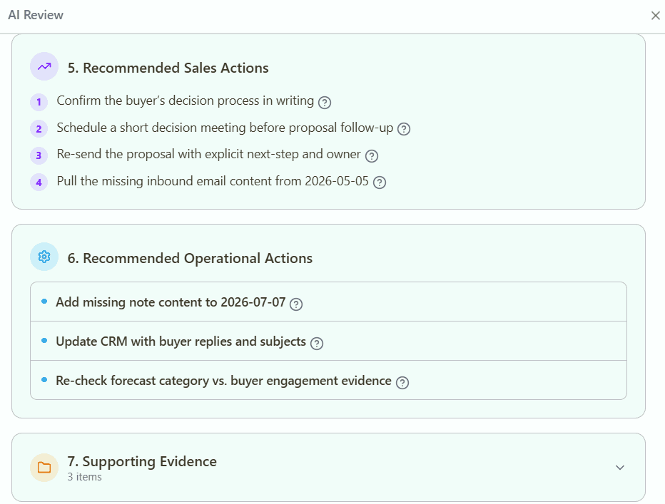 AI Deal Review. Next Steps