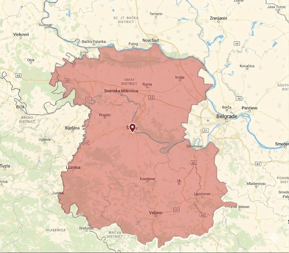 mapa pokrivenosti uslugama firme Prelet