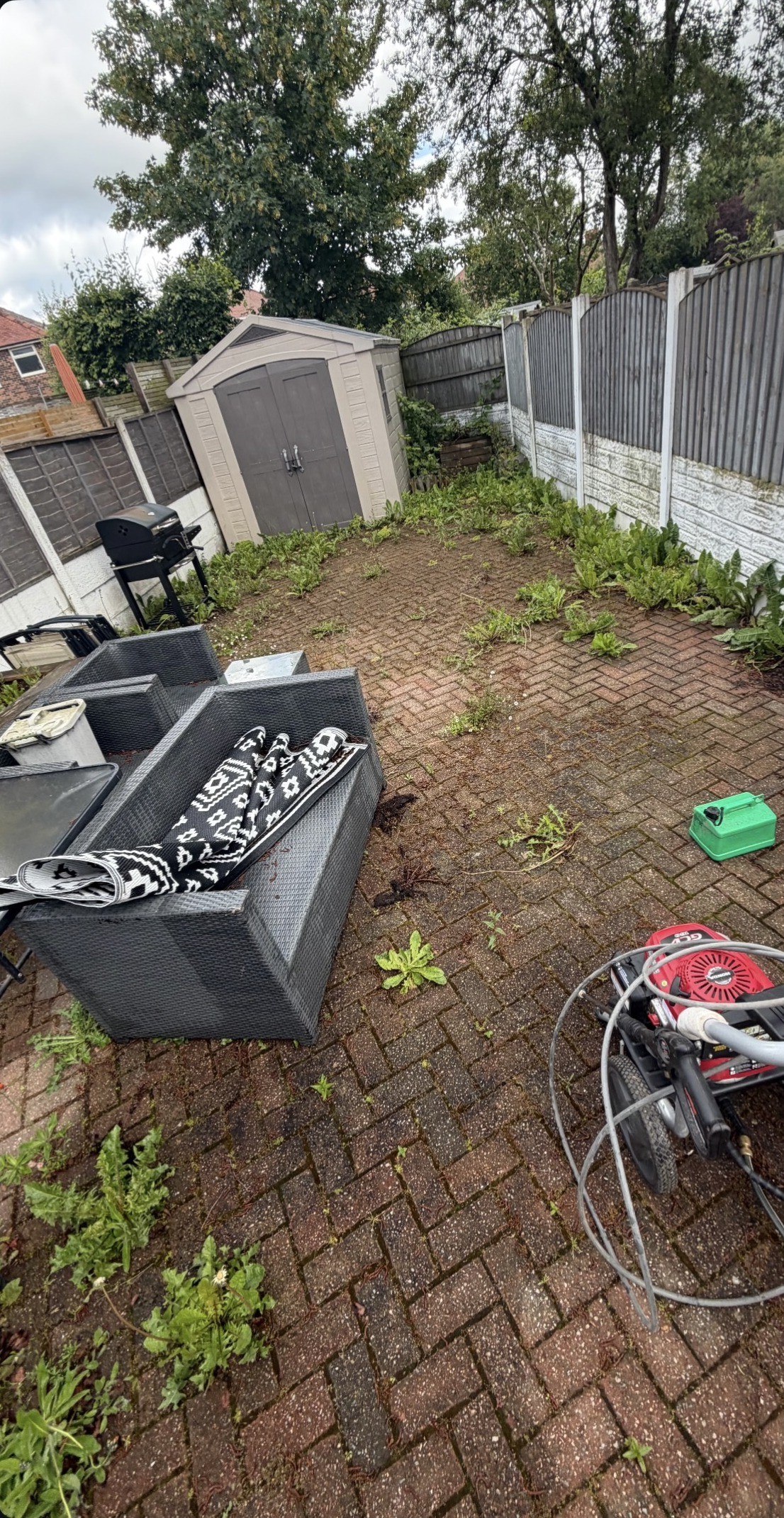 Before pressure washing a block paved patio in St Helens