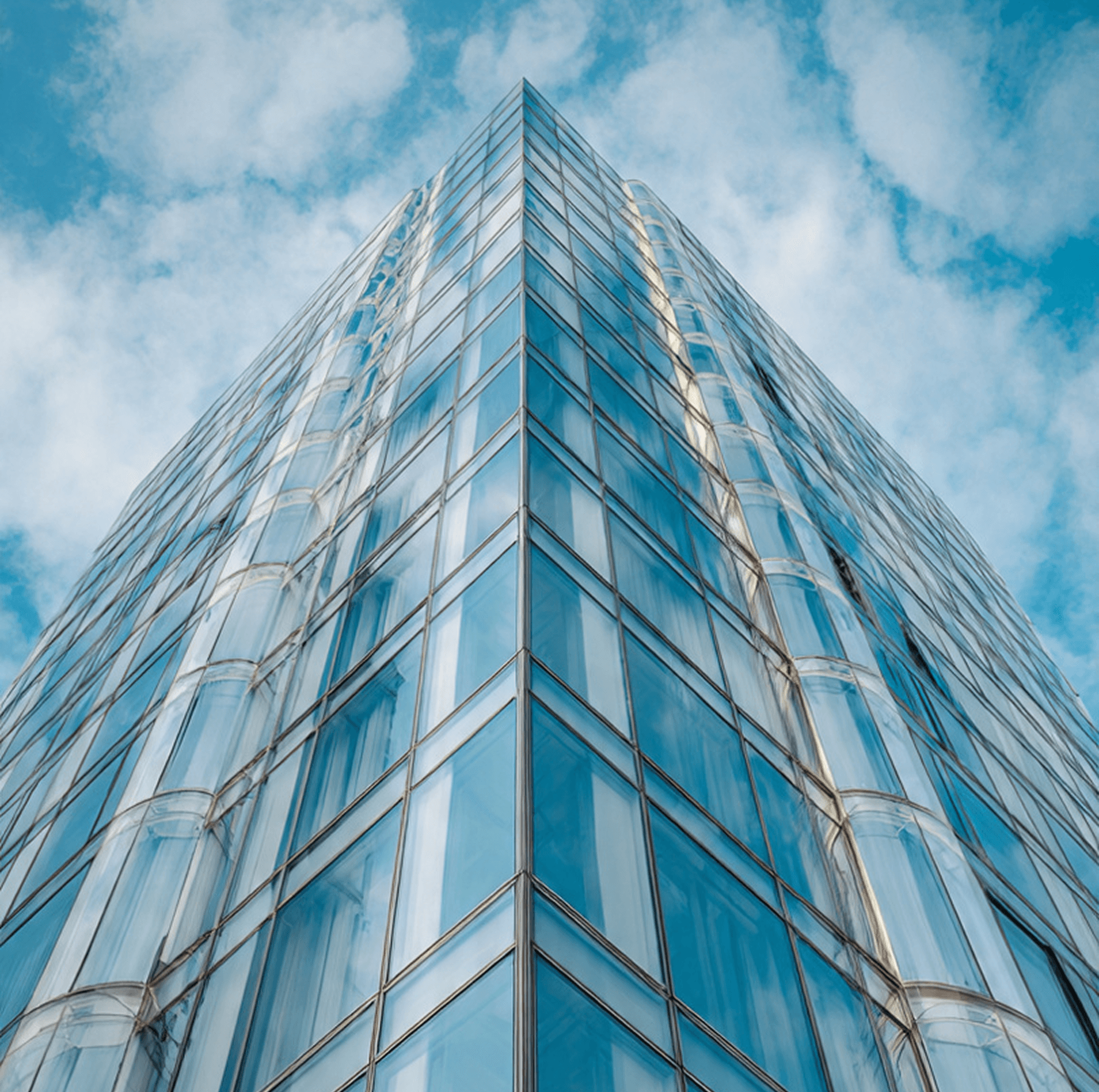 Blue glass skyscraper perspective