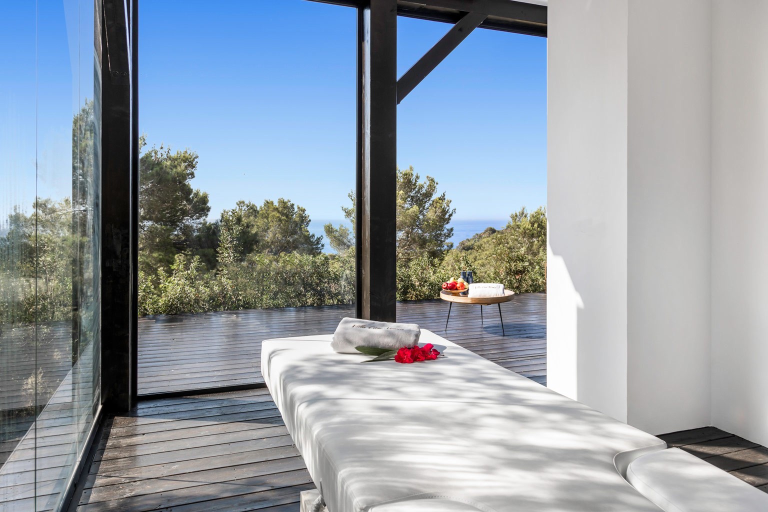 Massage room in an exclusive luxury villa Ibiza—spa amenity for holiday retreat privacy