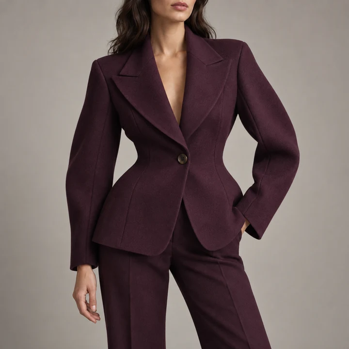 Plum VALE Curve blazer with sculptural shoulders and waist