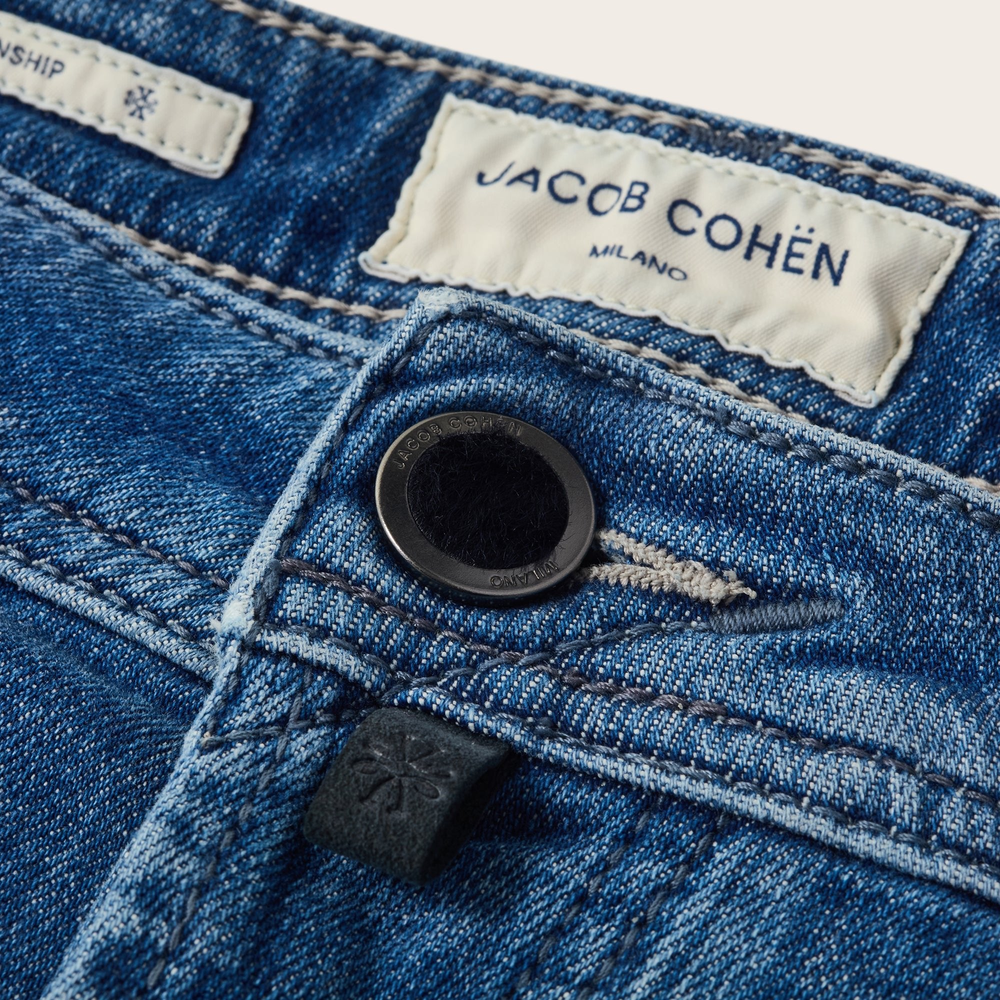 Bard Slim Fit Pony Skin Jeans in Medium Blue - Mandelli UK