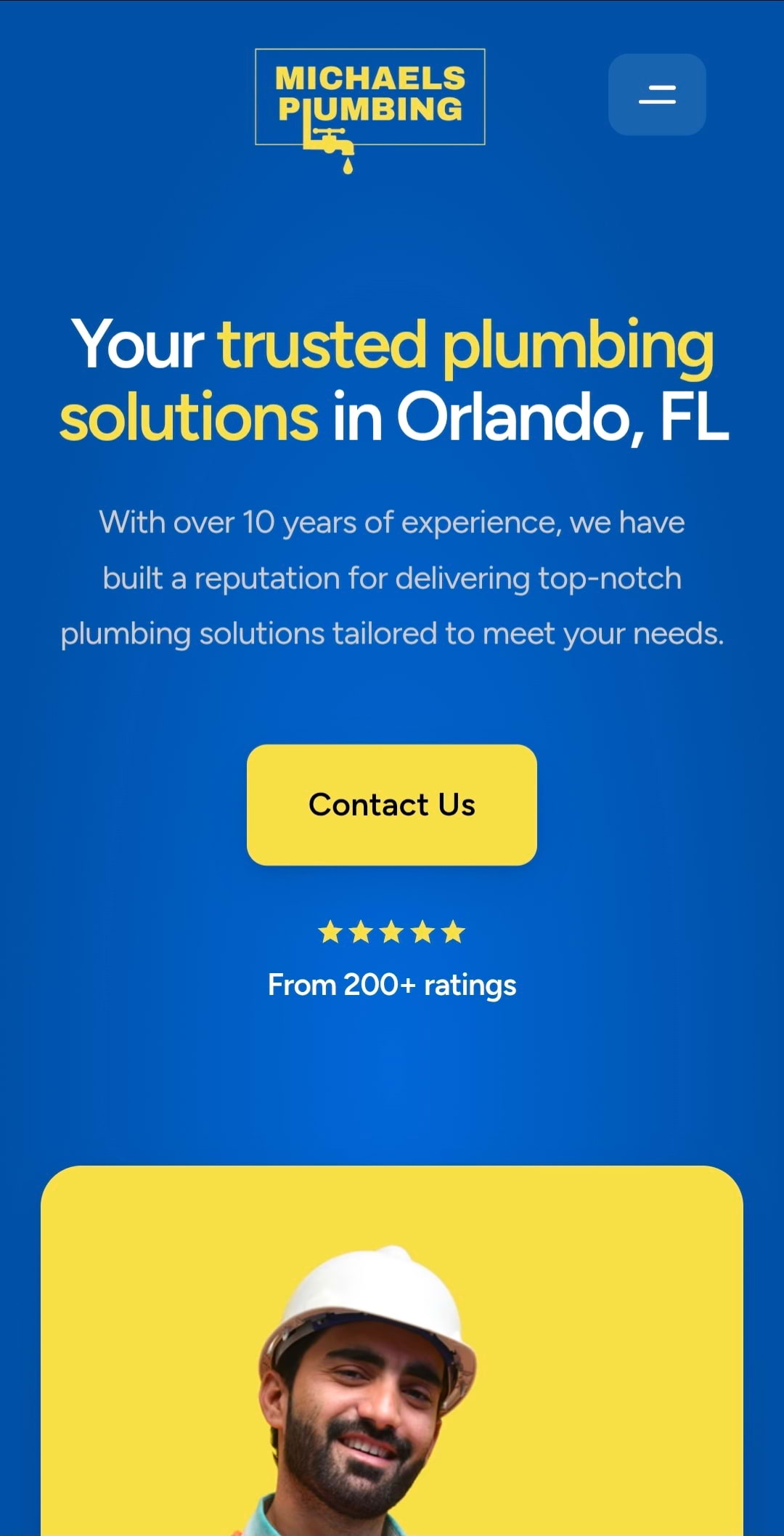 Mobile homepage mockup of Michael’s Plumbing website showing responsive design and plumbing services on smartphone