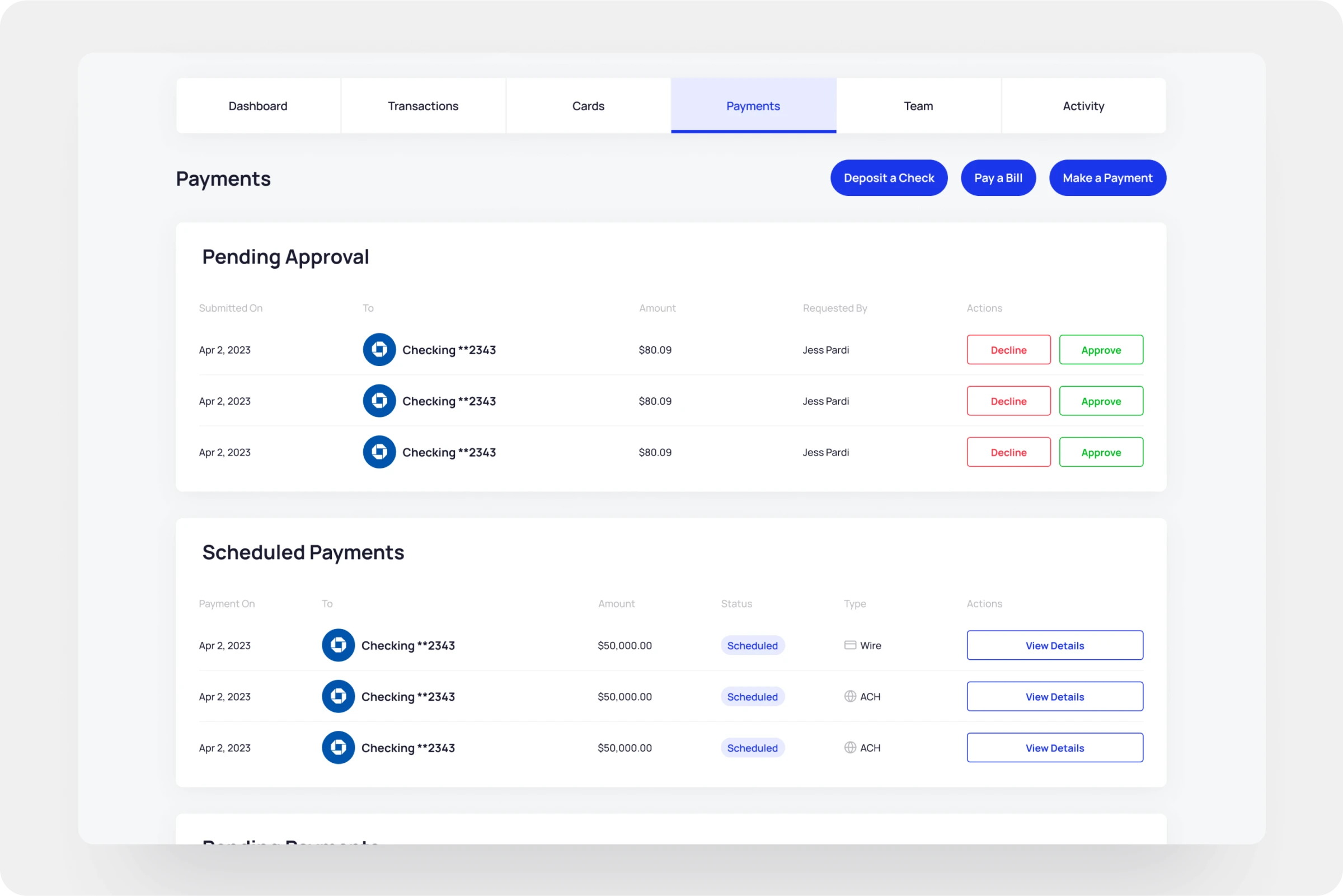 Banking Product Design Dashboard