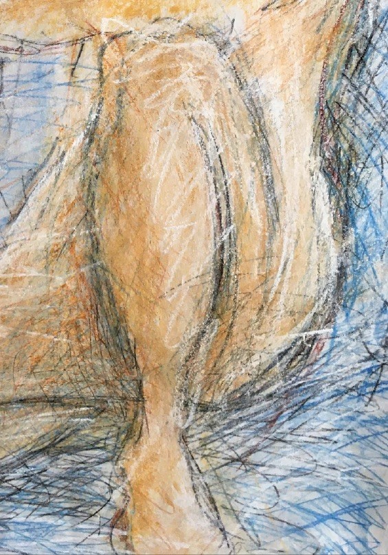 Nude 2019. Pastel, crayon on paper. by Barbara Walker.