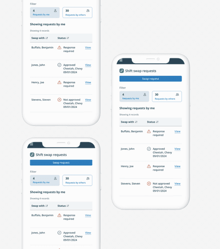 mobile shift swap screens