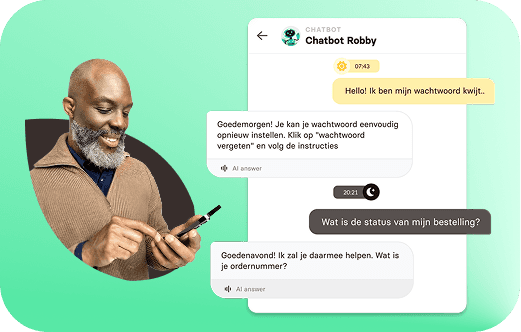 Human man chatting with an AI agent