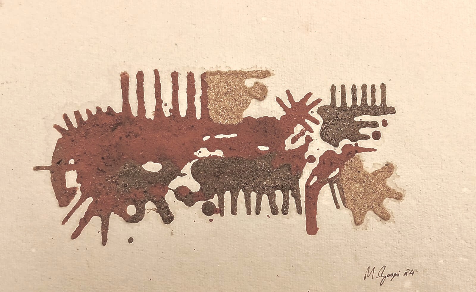 herd of sheep on road painting