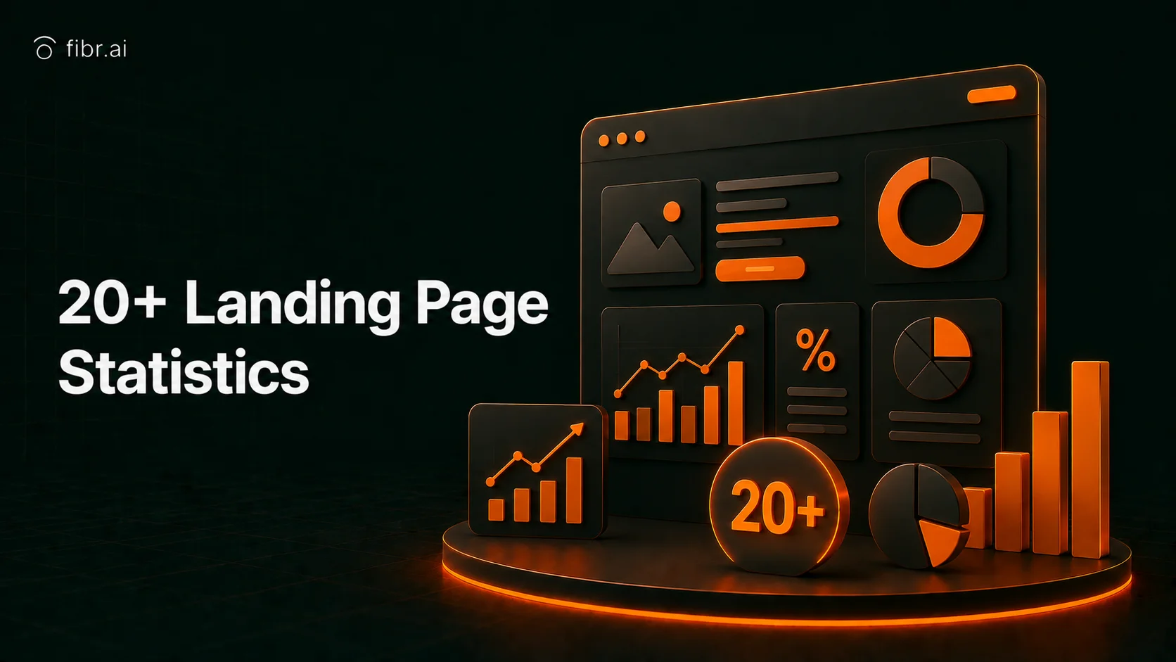 Infographic showcasing 20+ landing page statistics, including conversion rates, bounce rates, CTA performance, mobile traffic trends, and user engagement insights for high-converting pages.