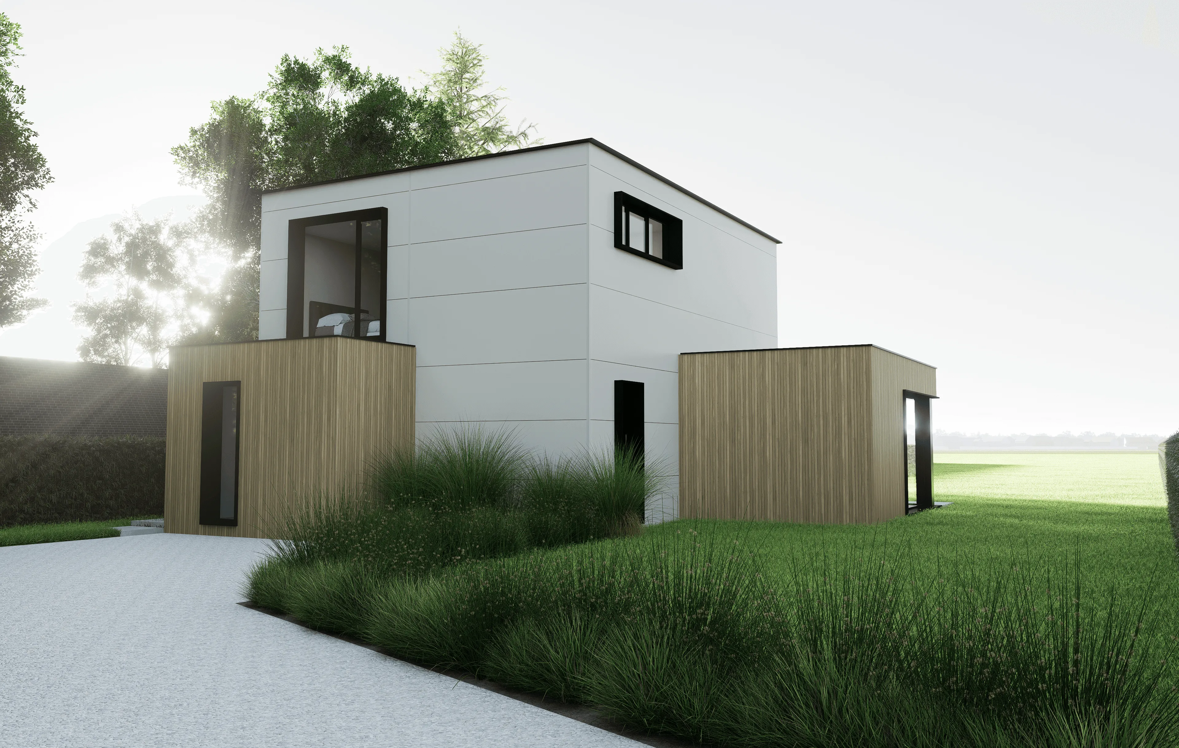 hub 166 voorgevel met gevelpanelen en hout