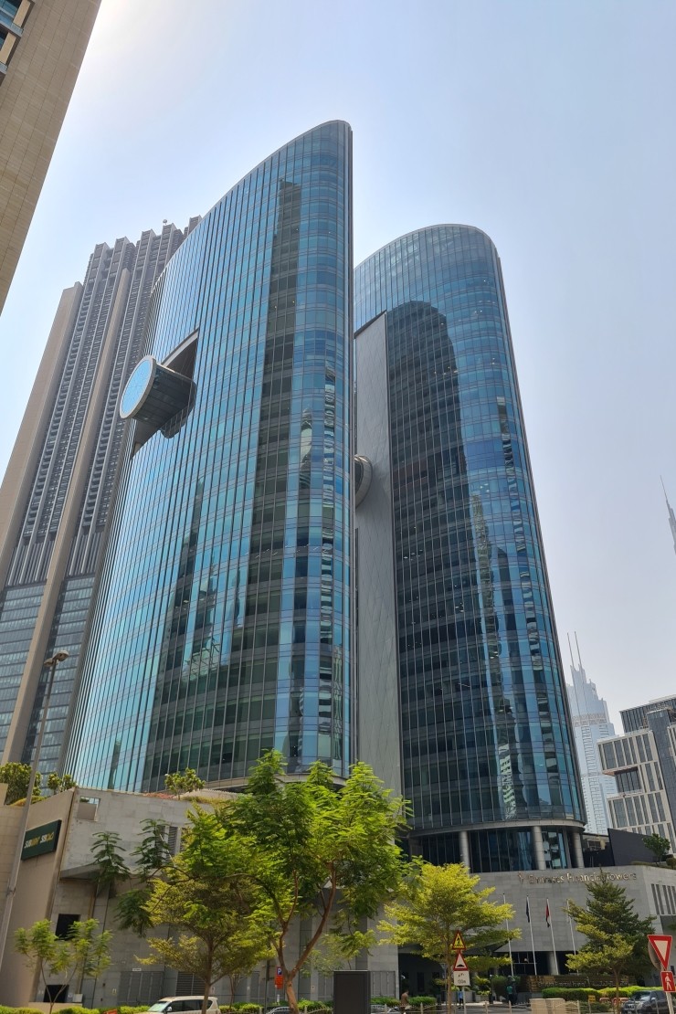 High-end corporate real estate in Dubai featuring unique architectural design.