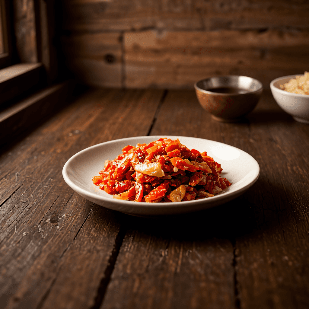 product photography of a plate of kimchi