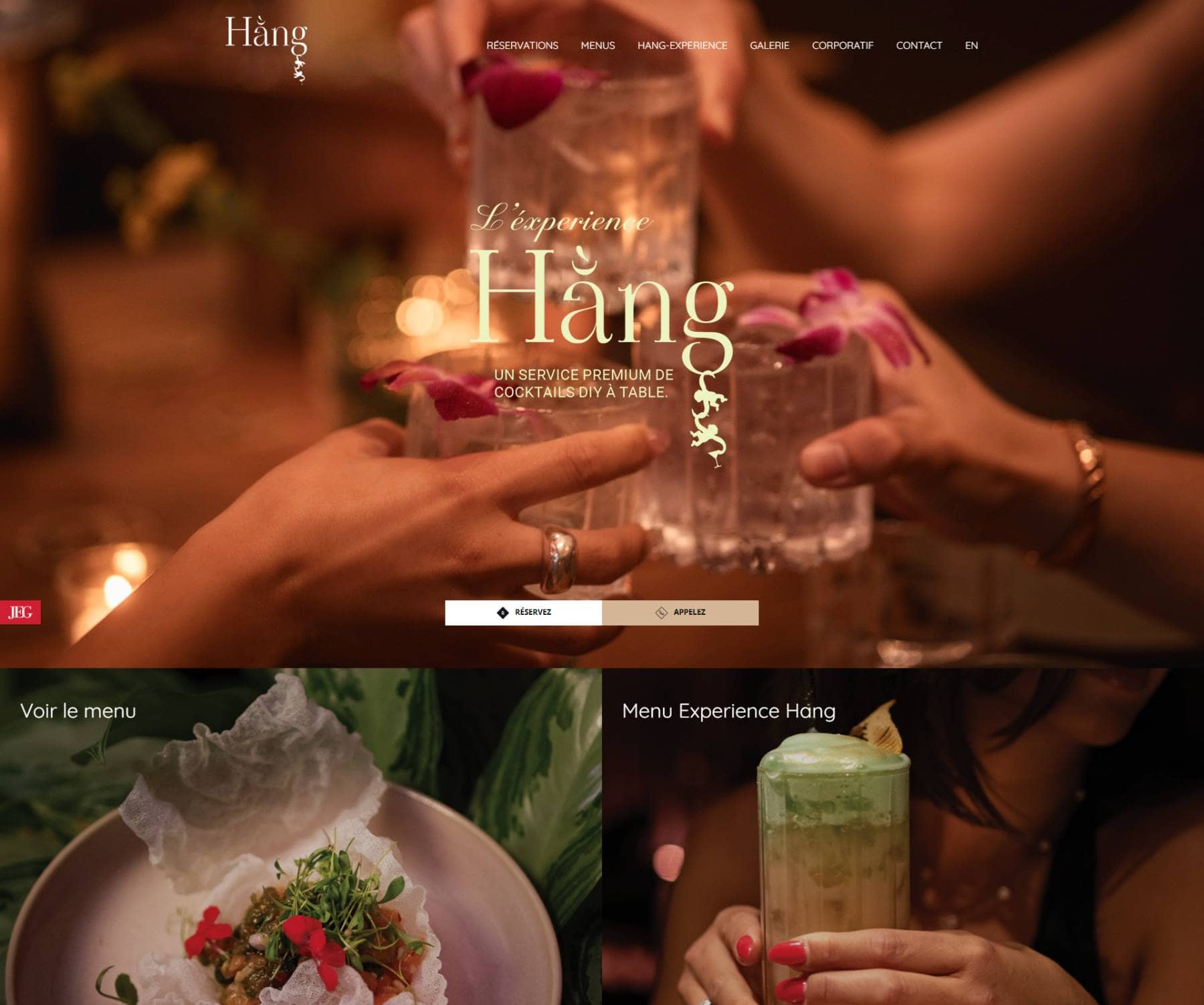 Hang Bar website screenshot