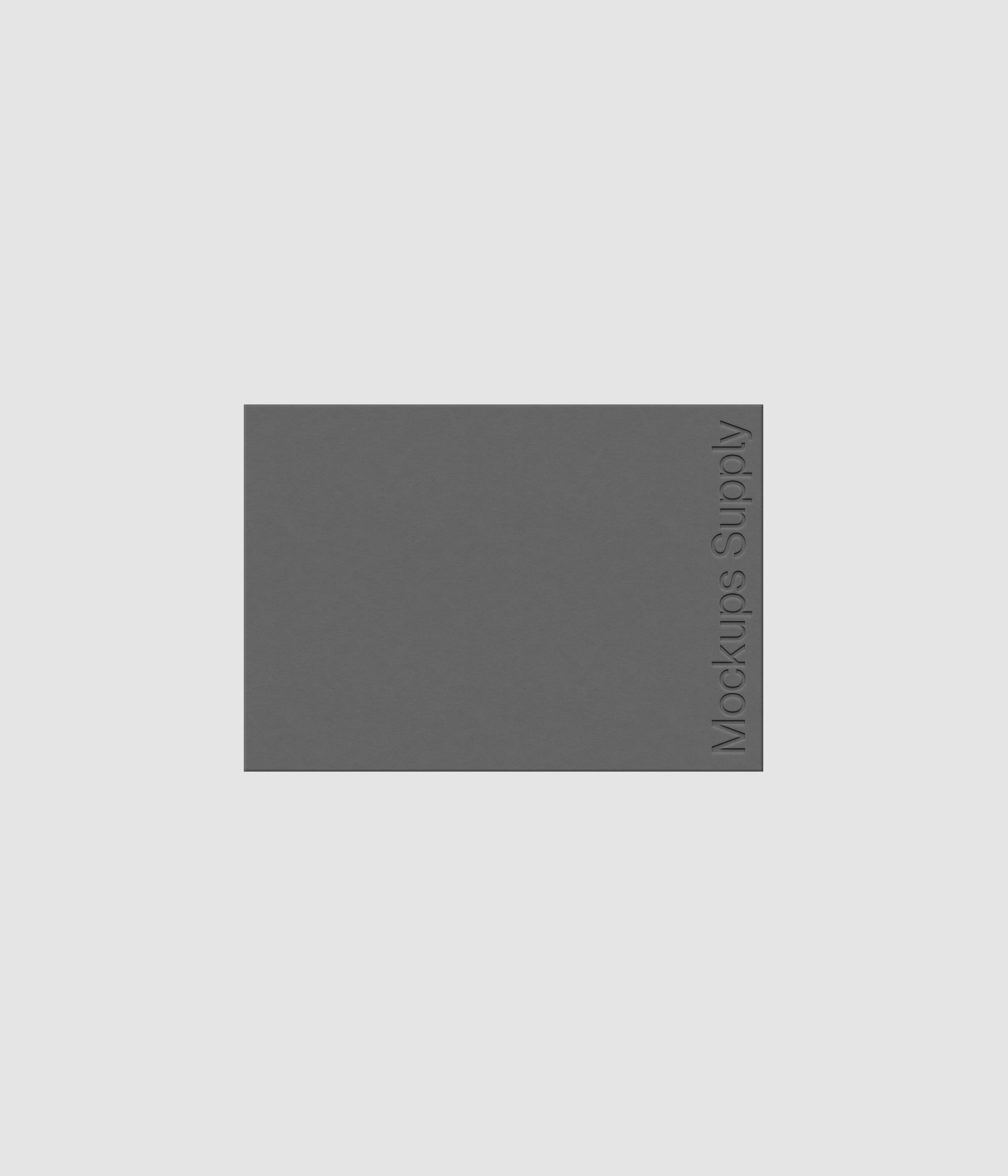 A5 paper mockup PSD landscape with debossed logo effect, gray paper on white background, modern minimal stationery mockup for print design and brand identity