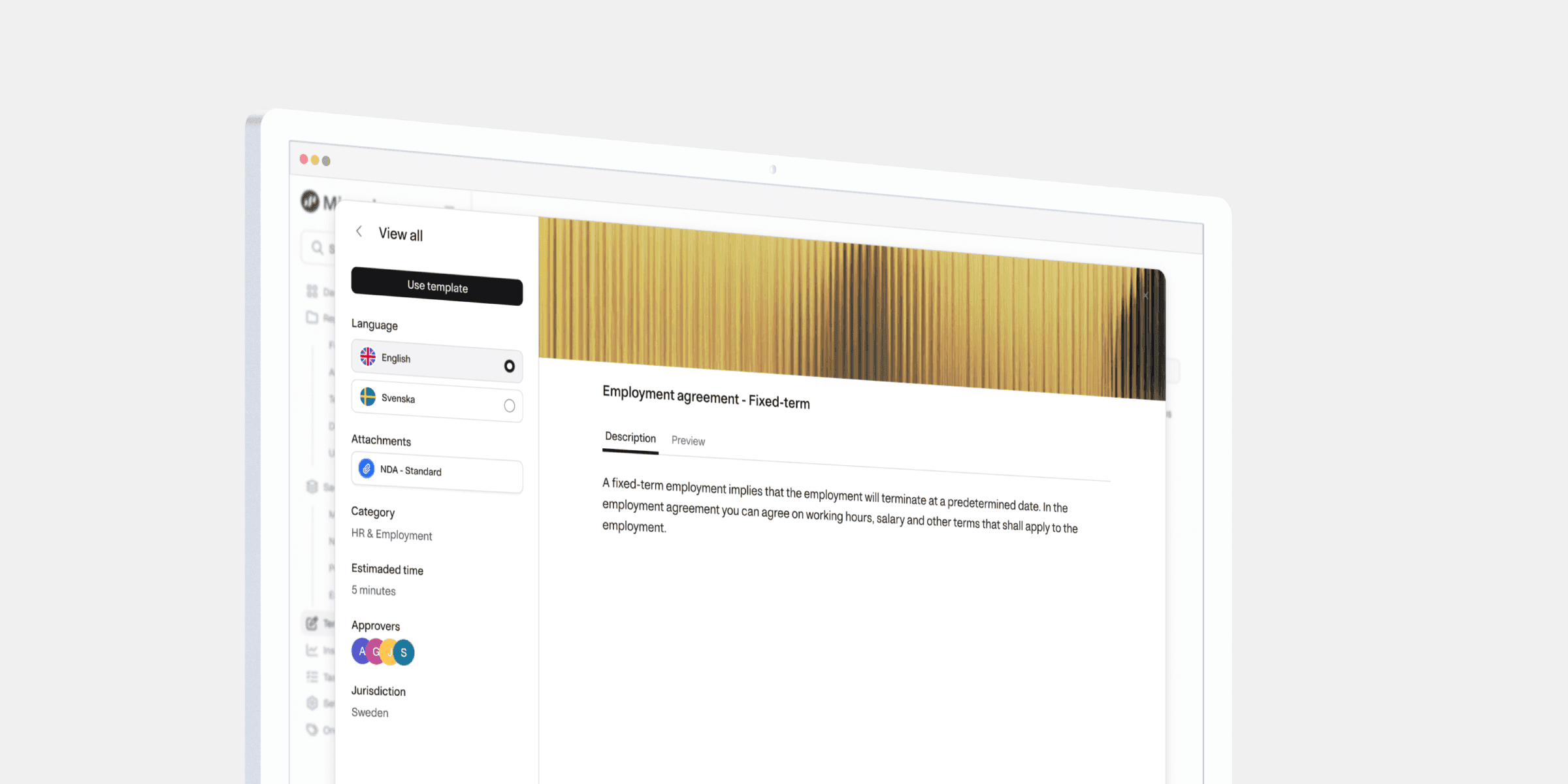 AI-based contract management software Pocketlaw for businesses of all sizes (small, medium, large), showcasing a user-friendly dashboard that streamlines legal workflow for clients and customers with options to create, review, and upload documents, access templates, and monitor document statistics.