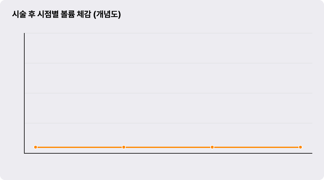 시술 후 시점별 볼륨 체감 (개념도)