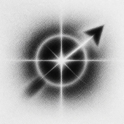 Abstract black square with a soft blur effect and faint grid lines on a light gray background.