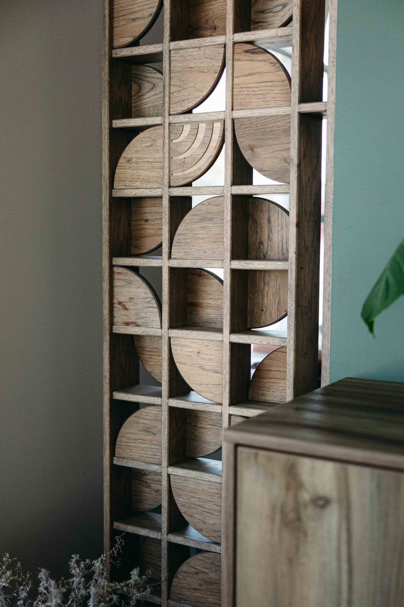 Left section of a feature wall custom woodwork project