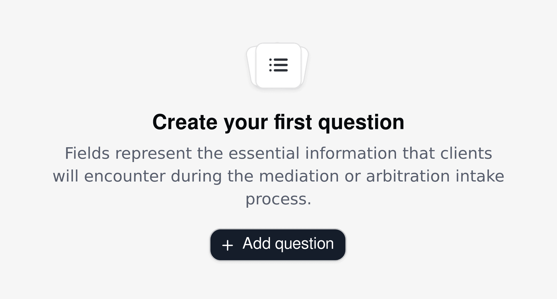 Create form fields for mediation or arbitration intake, focusing on dispute type and jurisdiction.