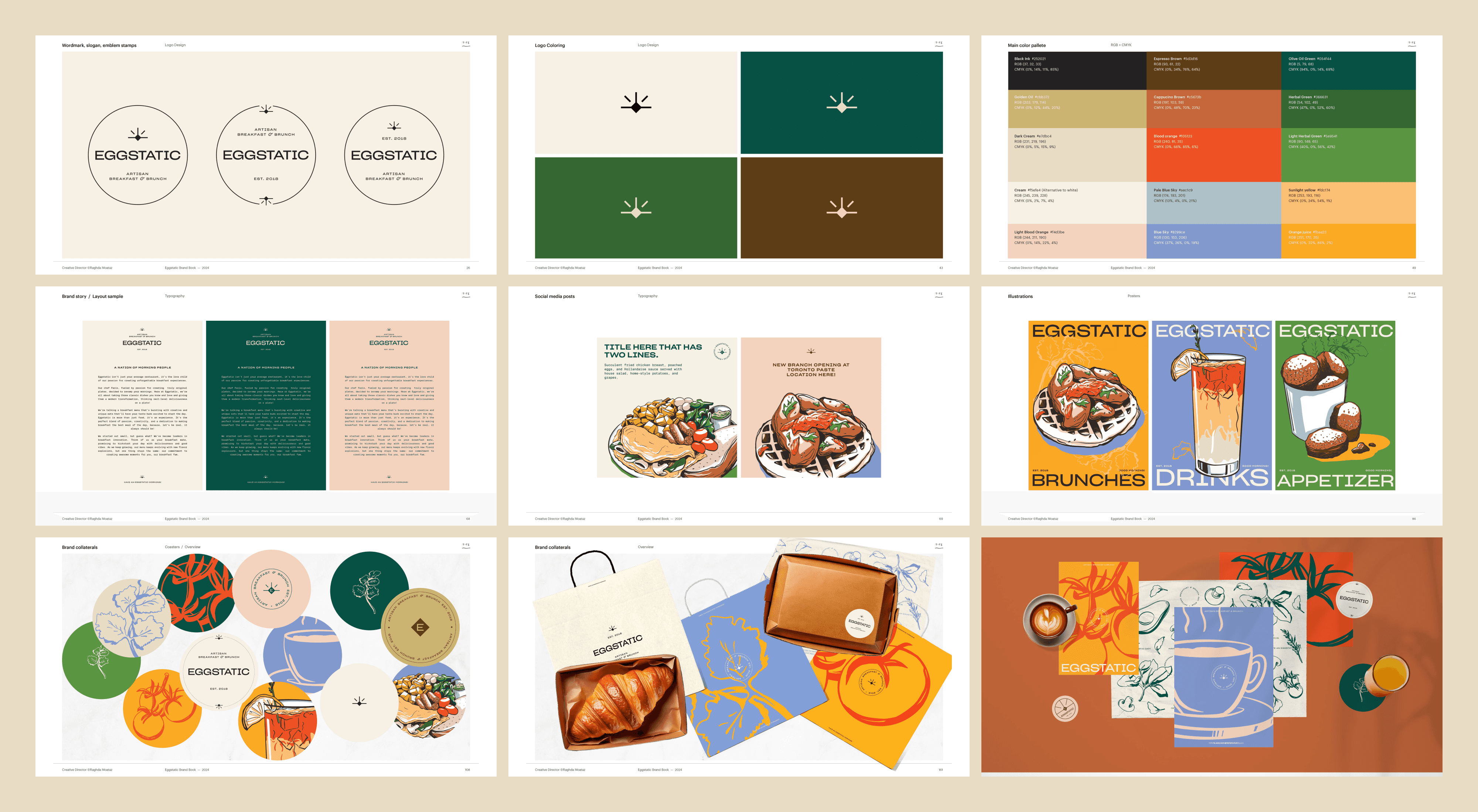 breakfast & brunch restaurant brand book and packaging