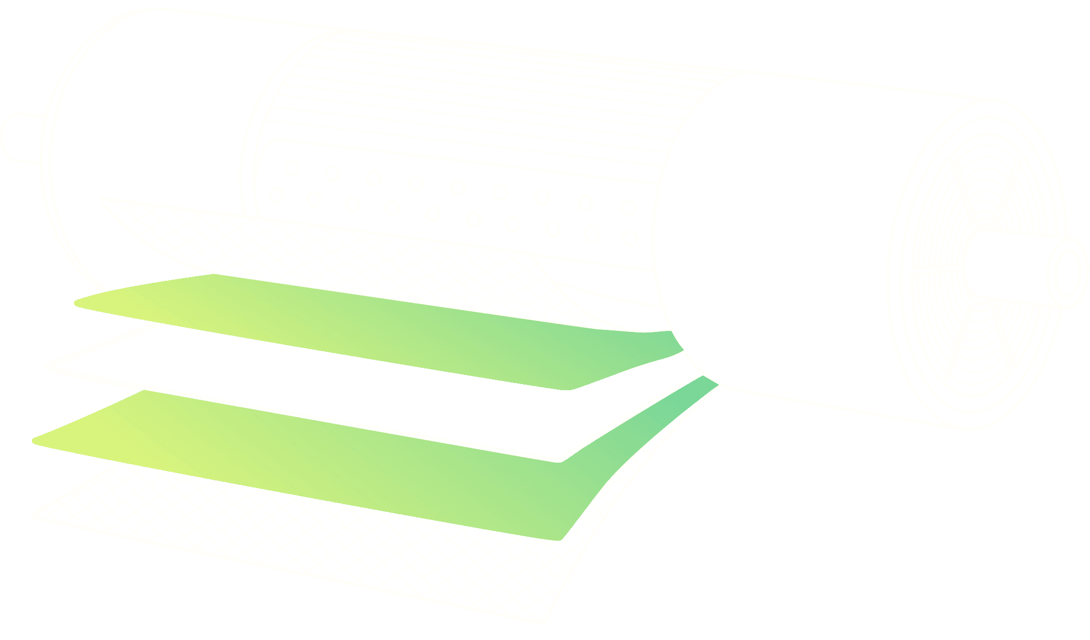 Illustration of a UniSieve membrane cartridge and layered membrane sheets