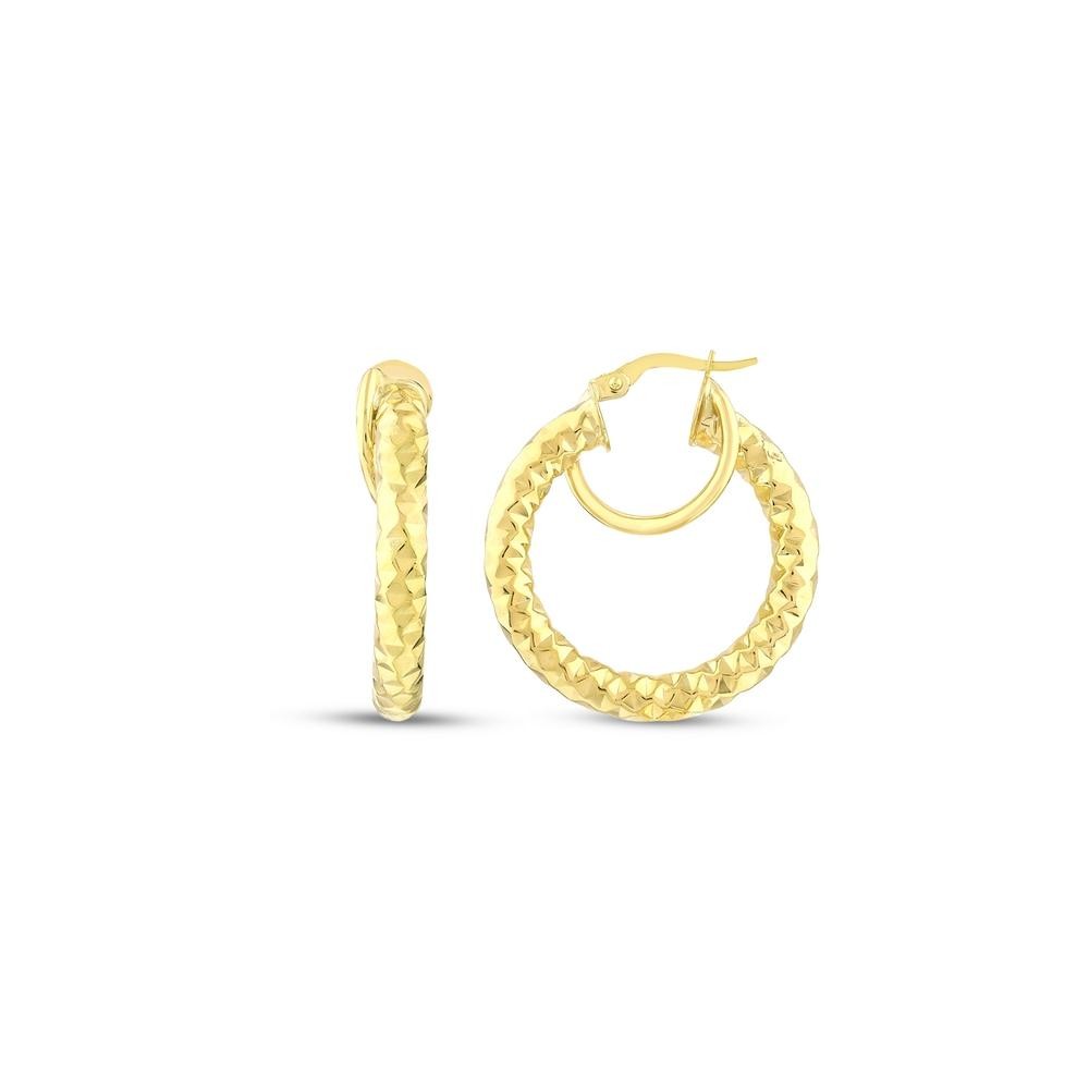 Assos 14 Ayar Altın Klasik Desenli Şık Halka Küpe Modeli