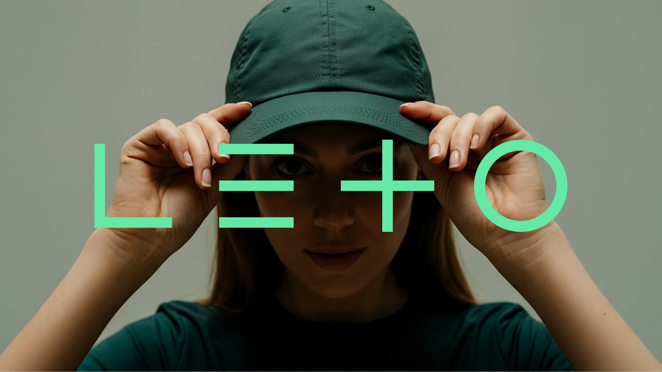 Woman with cap and logo