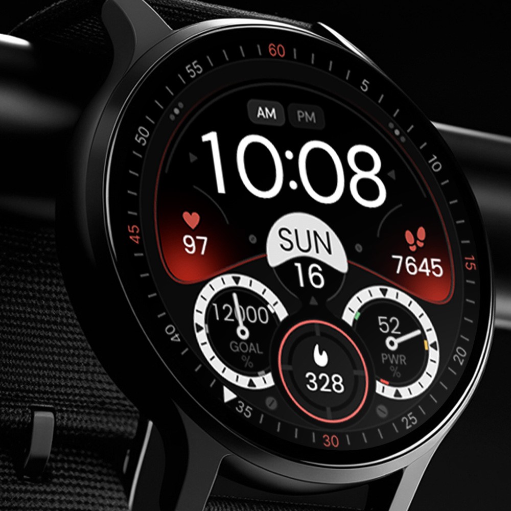 Garmin smartwatch displaying a digital watch face