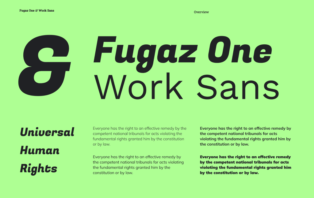 Best fonts for website Fugaz One & Work Sans