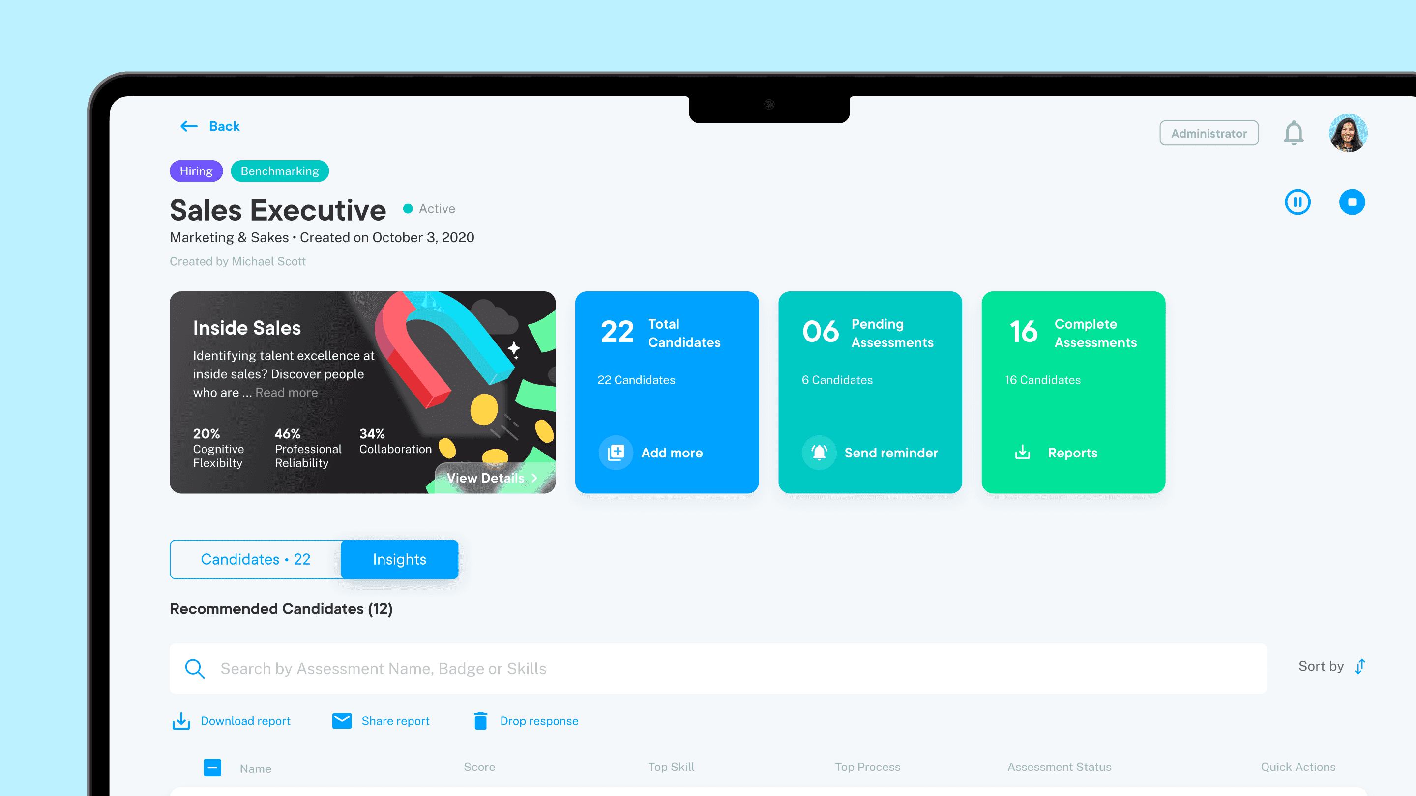 Skillr dashboard