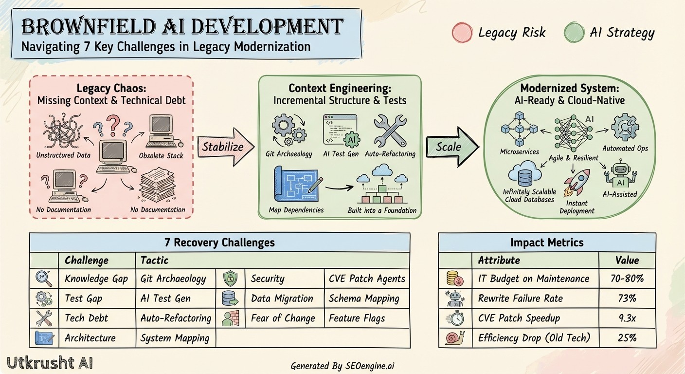 Infographic: 7 key challenges Faced on Brownfield Codebases (and how to tackle them)