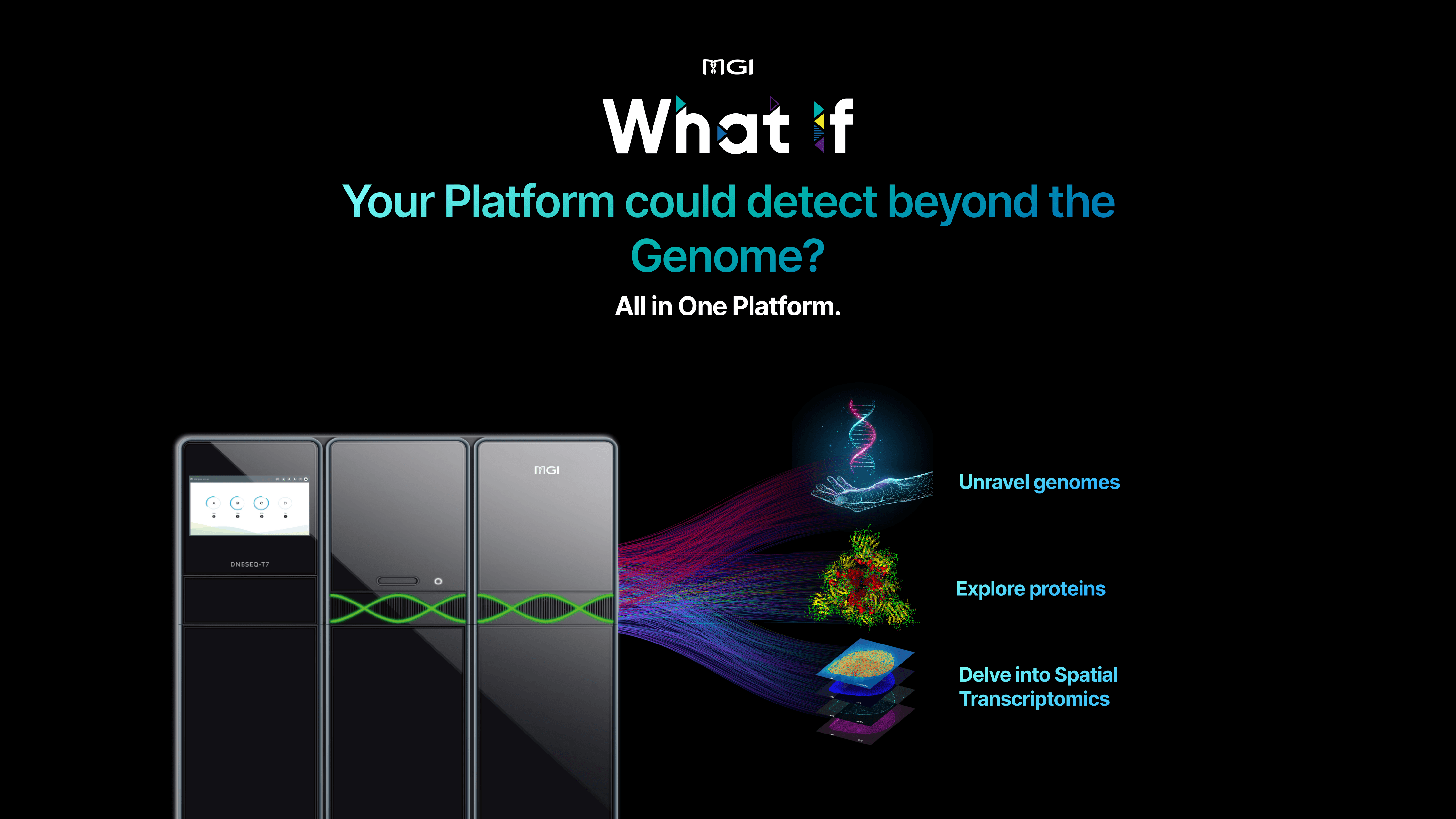 The DNBSEQ-T7’s unmatched scalability and cost-efficiency make it the perfect platform for national and global initiatives. Explore the genetic, proteomic, single-cell, and spatial transcriptomic layers of disease and health across populations - unlocking new possibilities with one powerful system.