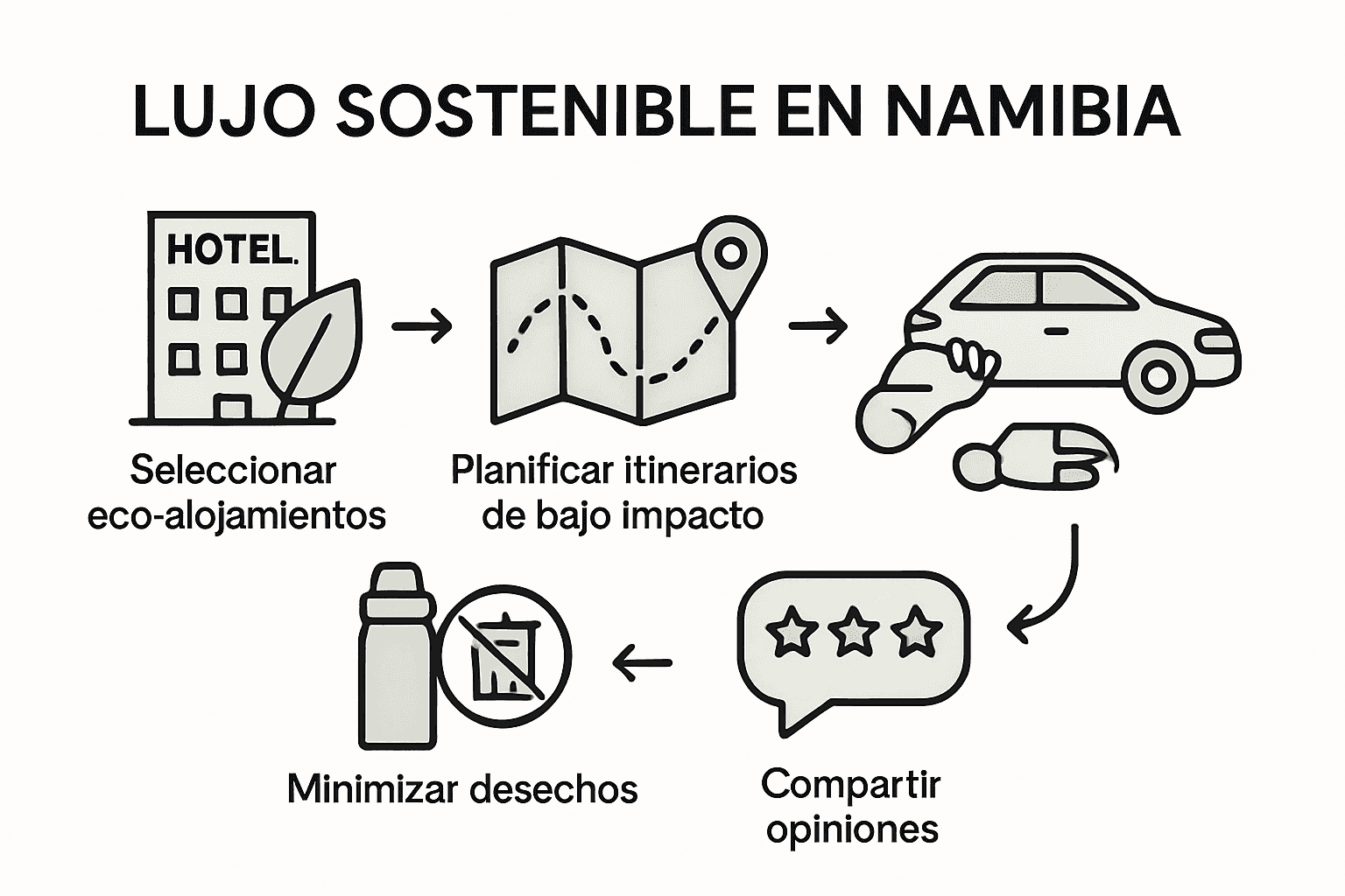 Infografía: claves para disfrutar del lujo sostenible en tus viajes por Namibia